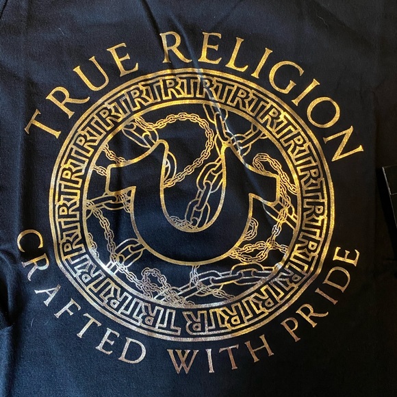 True Religion Gold Metallic Logo Tee - Picture 2 of 3